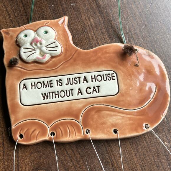 1994 Smoky Mountain Pottery Cat Lovers Wall Plaque wind chime Original Sticker - Picture 4 of 8